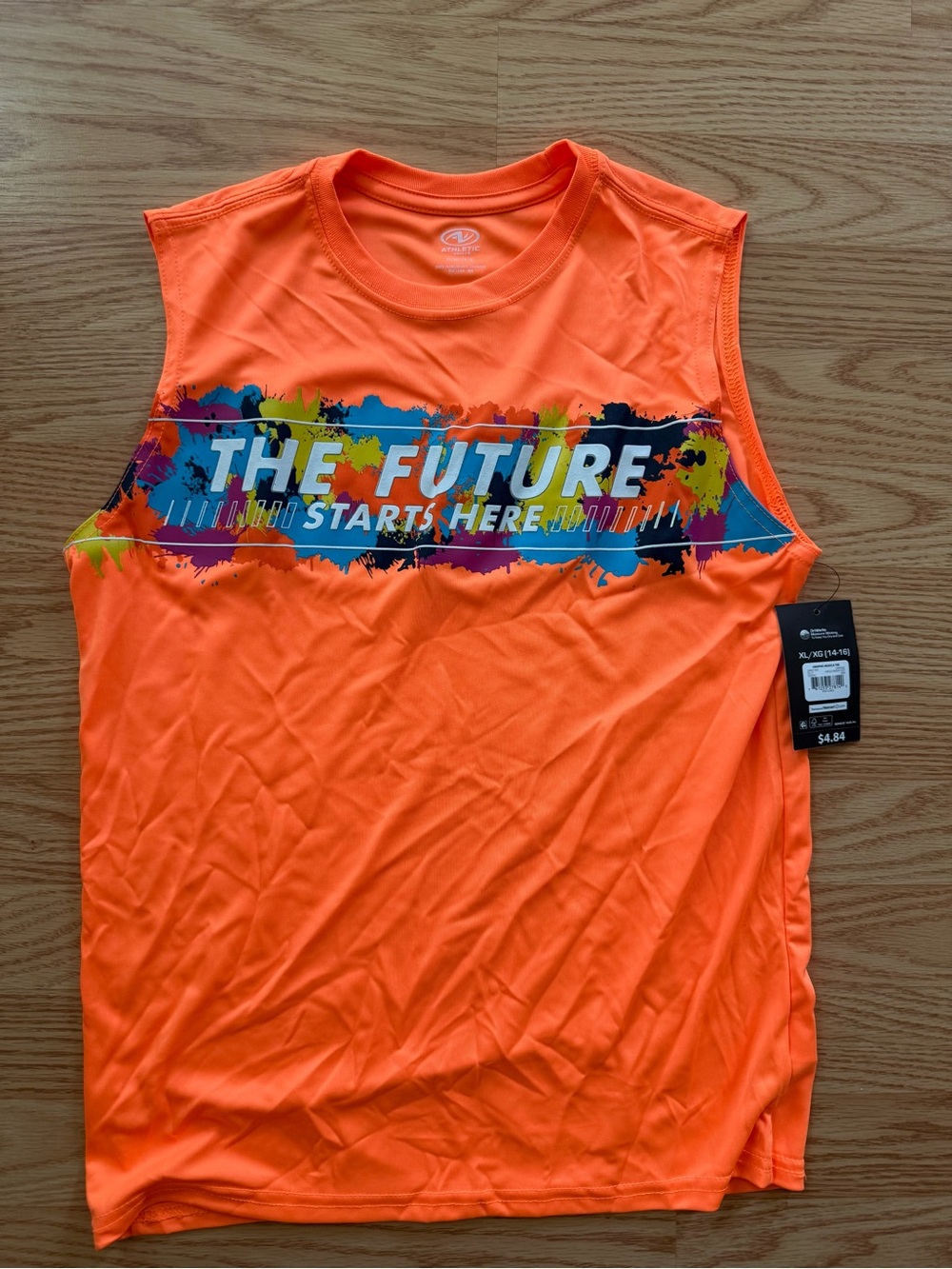 Athletic Works Neon Orange Graphic Muscle Tee